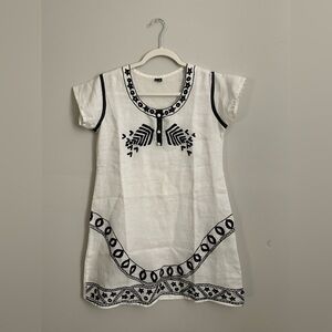 White Dress with Black Embroidery